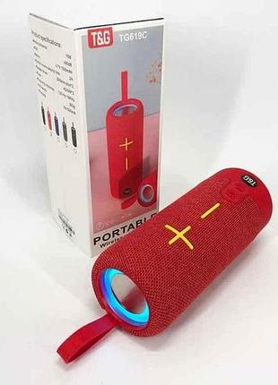 Портативна колонка bluetooth tg619c з rgb підсвічуванням, speakerphone, радіо, red тм tg