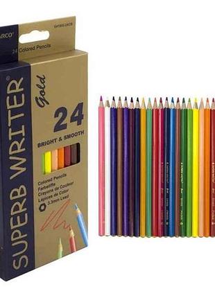 Карандаши цветные 24кол. superb wrіter gold, e 4100g-24 св тм marco