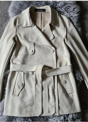 Жіночий тренч zara молочний замшевий