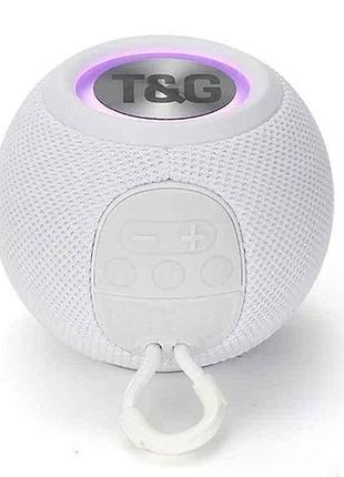 Портативная колонка bluetooth tg337 с rgb подсветкой, speakerphone, радио, white тм tg