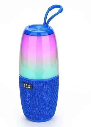 Портативная колонка bluetooth tg644 с rgb подсветкой, speakerphone, радио, blue тм tg
