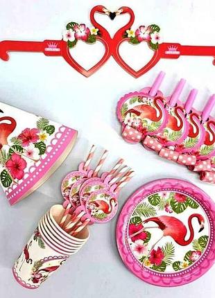 Праздничный набор happy birhday фламинго #306, 36 предметов арт.871306 тм pelican