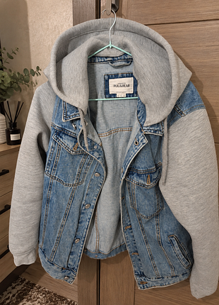 🧥 чоловіча джинсова куртка з капюшоном pull&bear