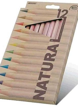 Карандаши цветные 12кол. natural-cedarlite 6100-12св шестигранные тм marco