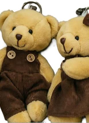 Брелок м'який "ведмедик хлопчик+дівчинка в коричневих костюмах" 12см (уп. ) (ящ. )