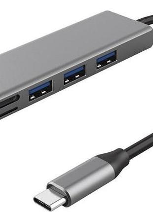 Usb-хаб trust halyx fast 3usb+card reader usb-c aluminium