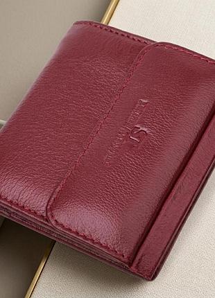 Небольшой женский кошелек с монетницей снаружи из натуральной кожи st leather 22544 бордовый