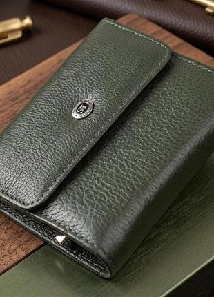 Женский кошелек среднего размера из натуральной кожи st leather 23074 зеленый