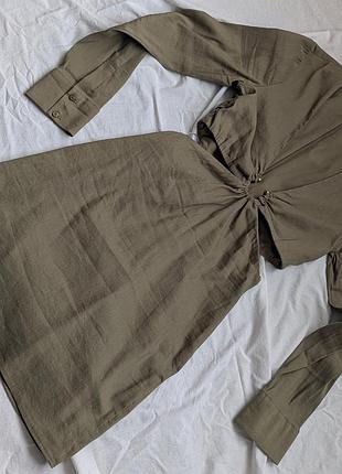 Коротка жіноча сукня zara кольору хакі