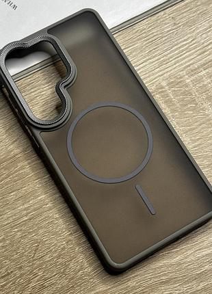 Чехол на samsung galaxy s26 ultra серый с магнитами магсейф антискользящие кнопки