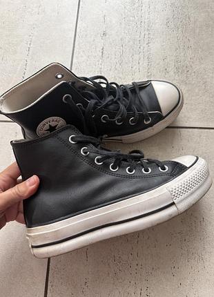 Кеди жіночі converse чорні, довжина устілки 23,5-24 см, шкіра