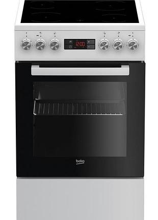 Плита beko электрическая стеклокерамическая, 60л, 50x60см, дисплей, конвекция, белый