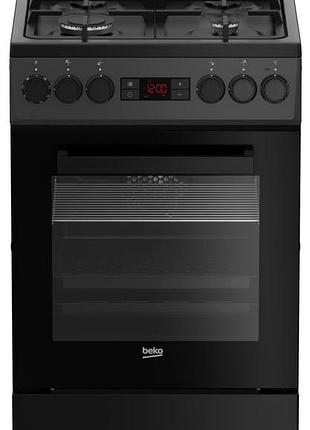 Плита beko комбінована, 60л, 50x60см, дисплей, конвекція, чавун, чорний