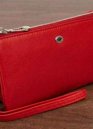 Вместительный клатч из двух частей женский st leather 19251 красный