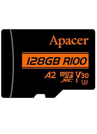 Карта пам'яті apacer microsd 128gb c10 uhs-i u3 a2 r100/w80mb/s + sd