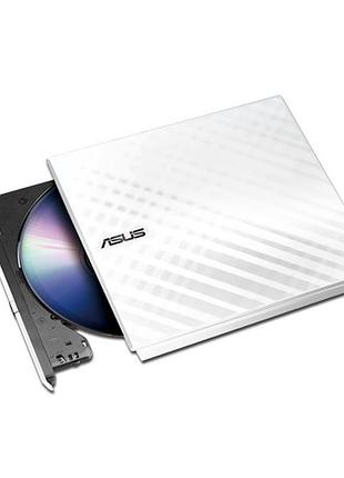 Привод оптический портативный asus sdrw-08d2s-u lite dvd+-r/rw burner usb2.0 белый retail box slim