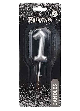Свеча для торта pelican "" срибло,5см