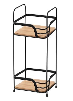 Полиця ardesto minimalism 2-ярусна 16х15.5х40см, метал, бамбук, чорний