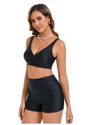 Черный раздельный купальник с шортиками xl, 2xl, 3xl