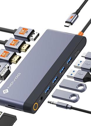 Usb-хаб 14-в-1 novoo rm14f многофункциональный хаб для расширения возможностей ноутбука