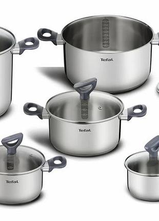 Набір посуду tefal daily cook, 10предметів, нержавіюча сталь, бакеліт, скло