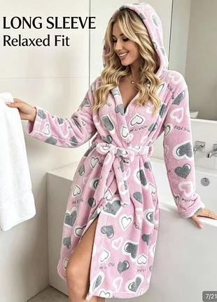 Домашній халат ніжно рожевого кольору на рощмір l/xl