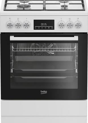 Плита beko комбинированная, 72л, 60x60см, конвекция, дисплей, телескопические направляющие, белый