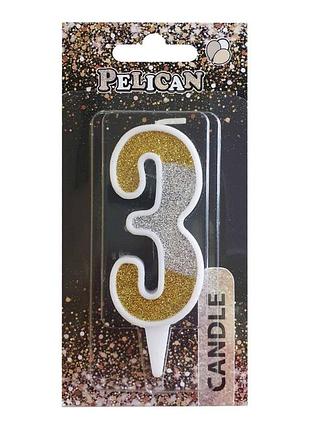 Свеча для торта цифра "срибно- золота 7см, tm pelican