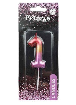 Свічка для торта pelican " " райдужна 6см