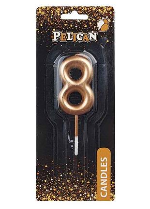 Свеча для торта pelican " золото,5см