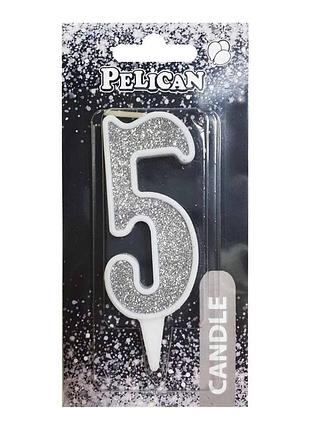Свеча для торта цифра " срибло 7см, tm pelican
