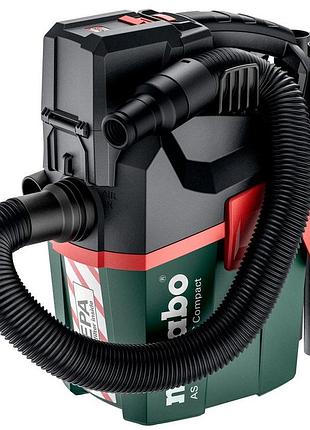 Пылесос аккумуляторный metabo as 18 hepa pc compact, 18в, бак 6л, 2100л/мин, 3.8кг, без акб и зу