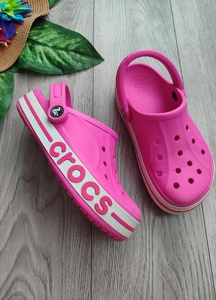 Детские сабо crocs bayaband clog m4 w6 (36-37) ярко-малиновые