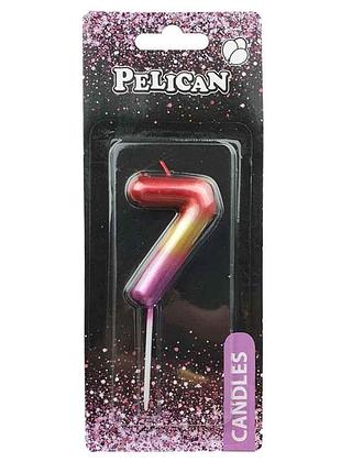 Свічка для торта pelican " " райдужна 6см