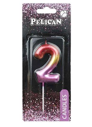 Свічка для торта pelican " " райдужна 6см
