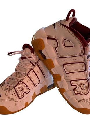 Кросівки для підлітків nike air more uptempo білі з бордовим, розмір 34, довжина устілки 21,5 см