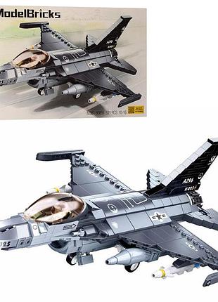 Блочный конструктор слубан m38 b0891 истребитель f16cs falcon авиация 521 деталь минифигурка модель самолета