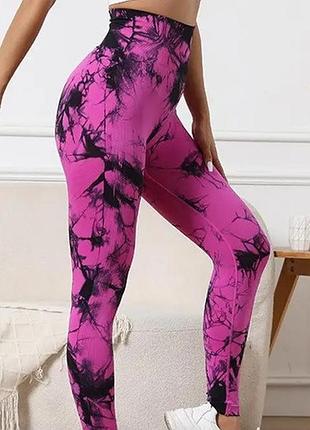 Легінси жіночі спортивні з пуш-ап tie dye 18704 m рожевий мармур