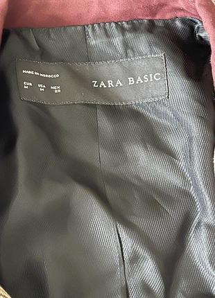 Піджак класика zara basic катоновий піджак жакет блейзер жіночий бежевий блейзер від zara у дрібну клітку з контрастними бордовими лацканами 3