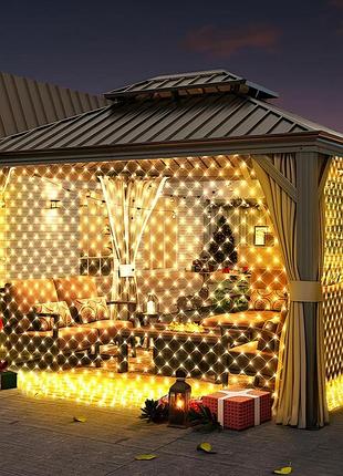 Led-световое гирляндовое полотно focxoio led lichternetz dw2*2m-ww-de светодиодная сетка для стен