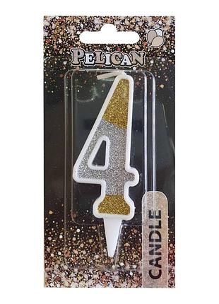 Свеча для торта цифра "срибно- золота 7см, tm pelican