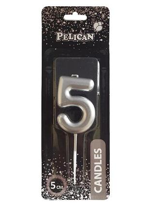 Свеча для торта pelican "срибло 5см