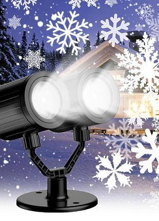 Вуличний лазерний проєктор сніжинок christmas projector lights sw-pl-13 різдвяний проєктор для декору з подвійною головкою