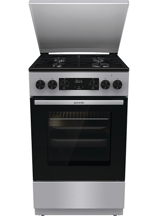 Плита gorenje комбинированная, 70л, 50x60см, металлическая крышка, дисплей, iconled, эмалированные, серый