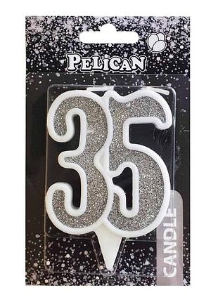 Свеча для торта цифра " срибло 7см, tm pelican