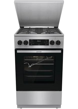 Плита gorenje комбинированная, 70л, 50x60см, металл. крышка, дисплей, чугун, нерж