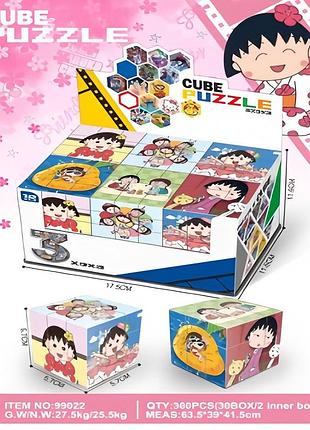 Кубик рубіка з картинками "chibi maruko", іграшка-головоломка,7х5,7х5, см (12 шт./уп.)