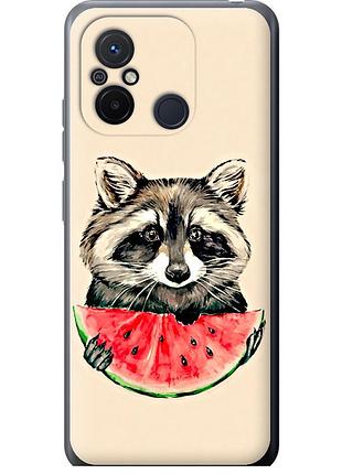 Чохол силіконовий на телефон xiaomi redmi 12c єнотик з кавуном "4605u-2962-58250"