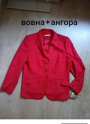 Вовна+ ангора, стильний червоний, жіночий жакет, піджак, преміум якісь, розмір 44