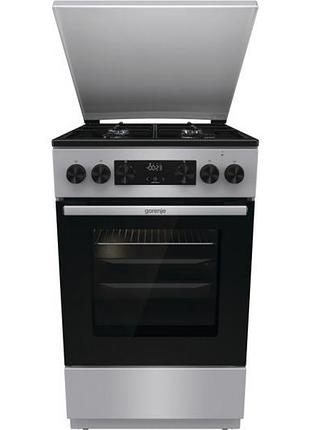 Плита gorenje комбинированная, 62л, 50x60см, металл. крышка, дисплей, эмалированные реш, титан